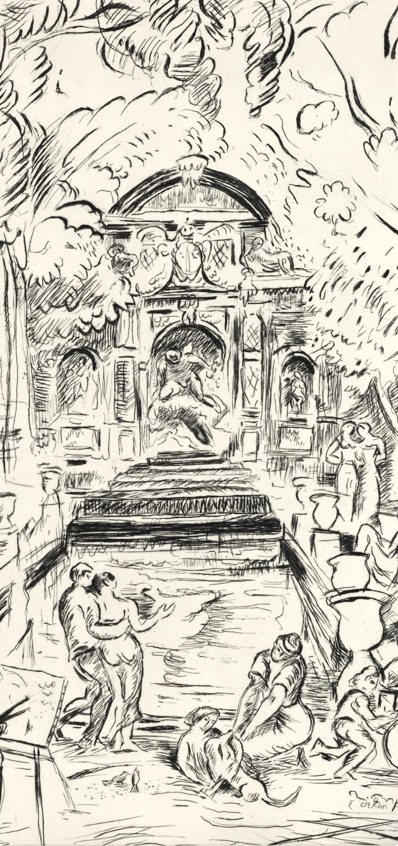 Fontaine Médicis, Jardin du Luxembourg, Paris, A La gloire à Paris, Othon Friesz - Print de Achille-Émile Othon Friesz