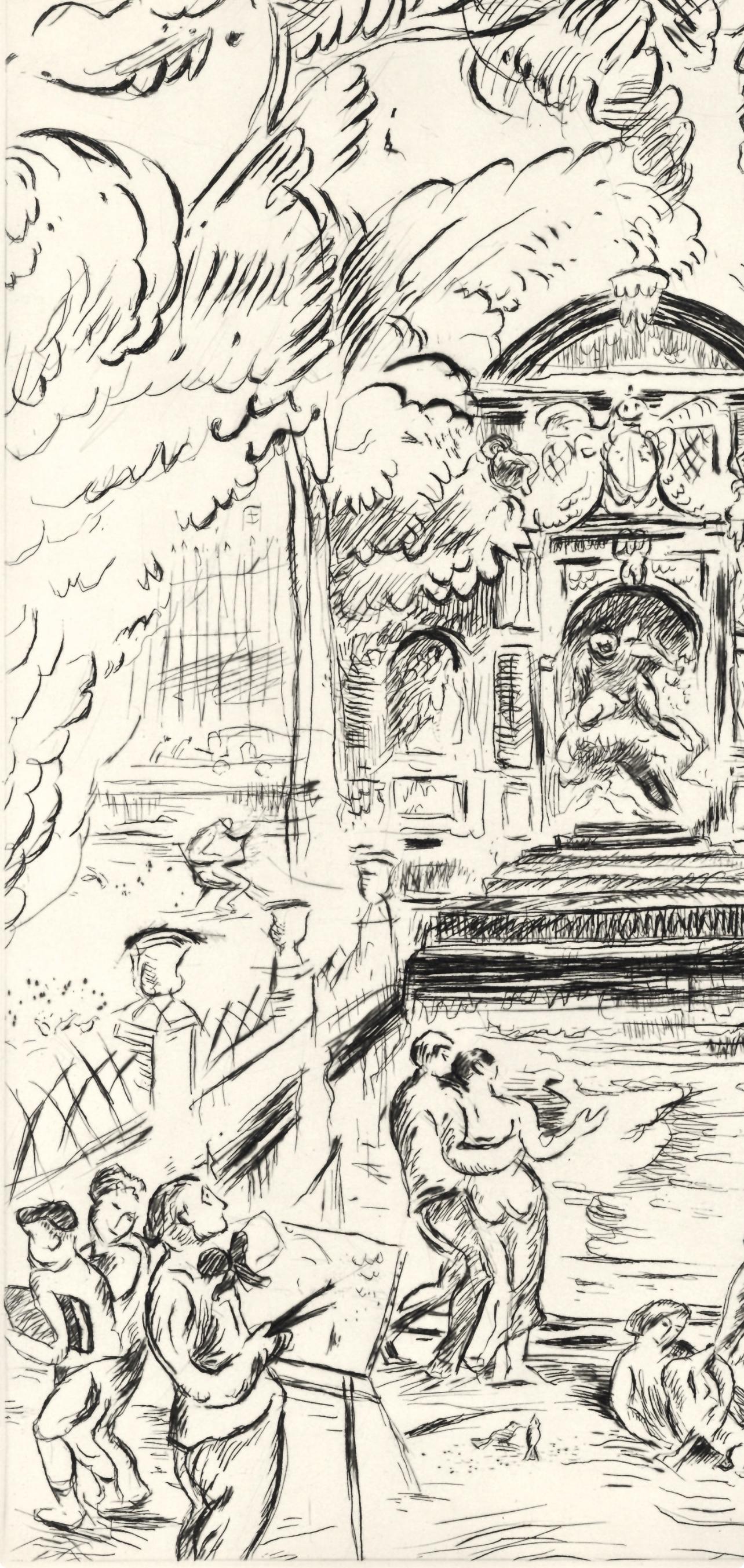 Fontaine Médicis, Jardin du Luxembourg, Paris, A La gloire à Paris, Othon Friesz - Moderne Print par Achille-Émile Othon Friesz