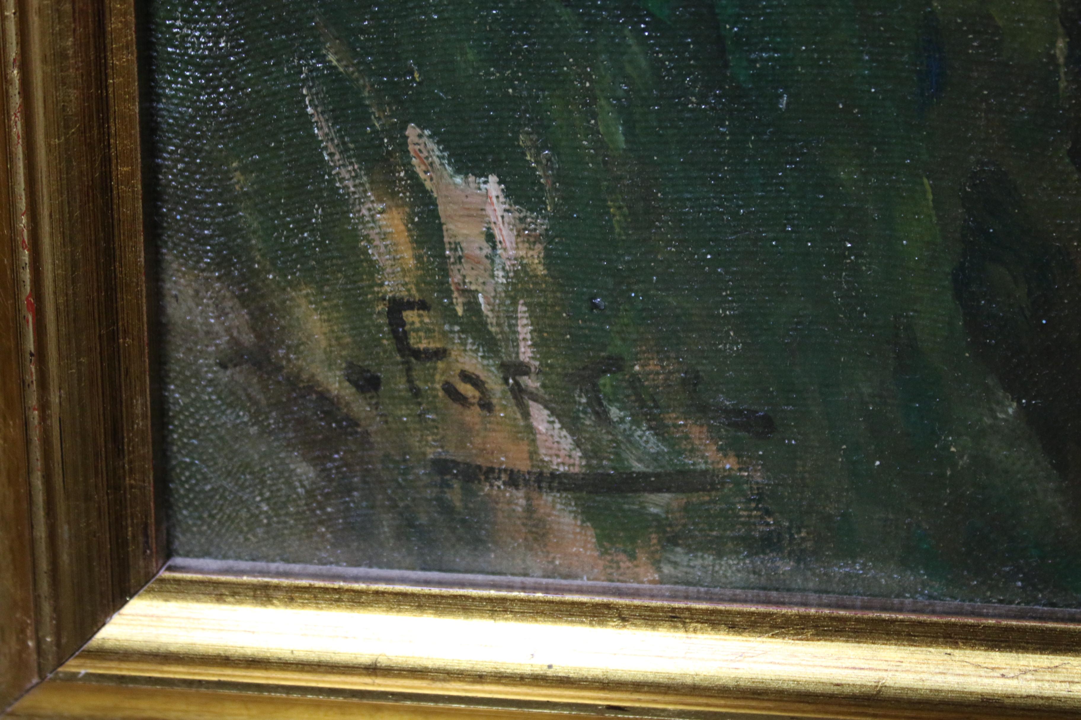 Paesaggio lombardo - Landscape Painting Nero di Achille Formis Befani
