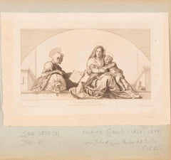 La Madone du Sac - Etching by Achille Gilbert - Mid-19th Century