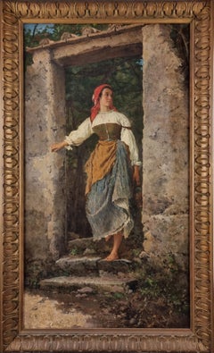 Traditional Italian portrait of a woman in the country, Naples Italy