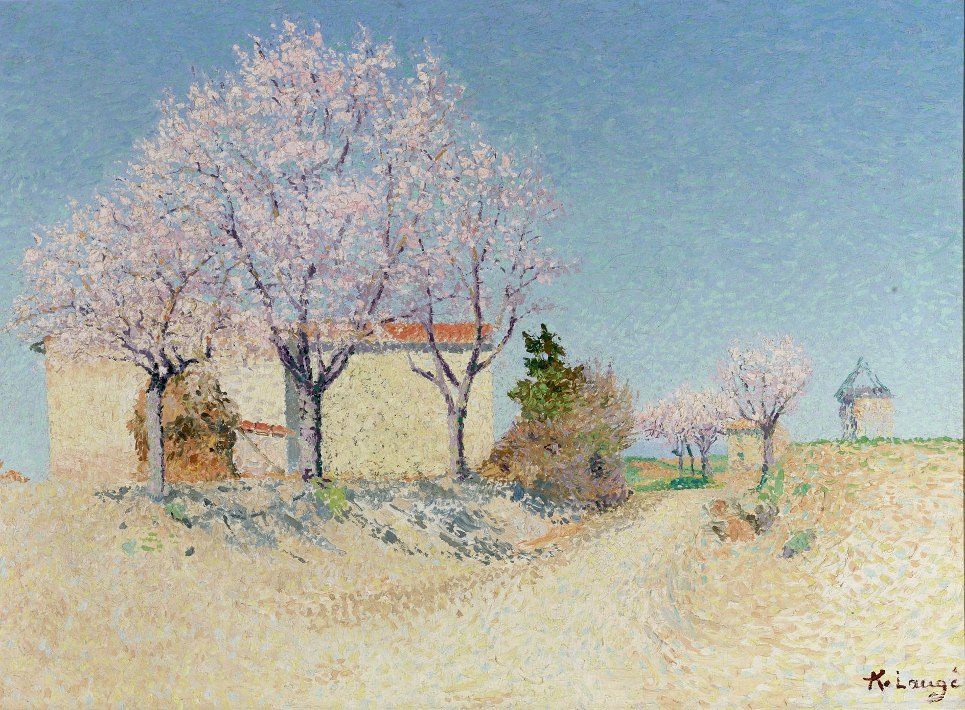 Landscape Painting Achille Laugé - Trees à l'almond au printemps