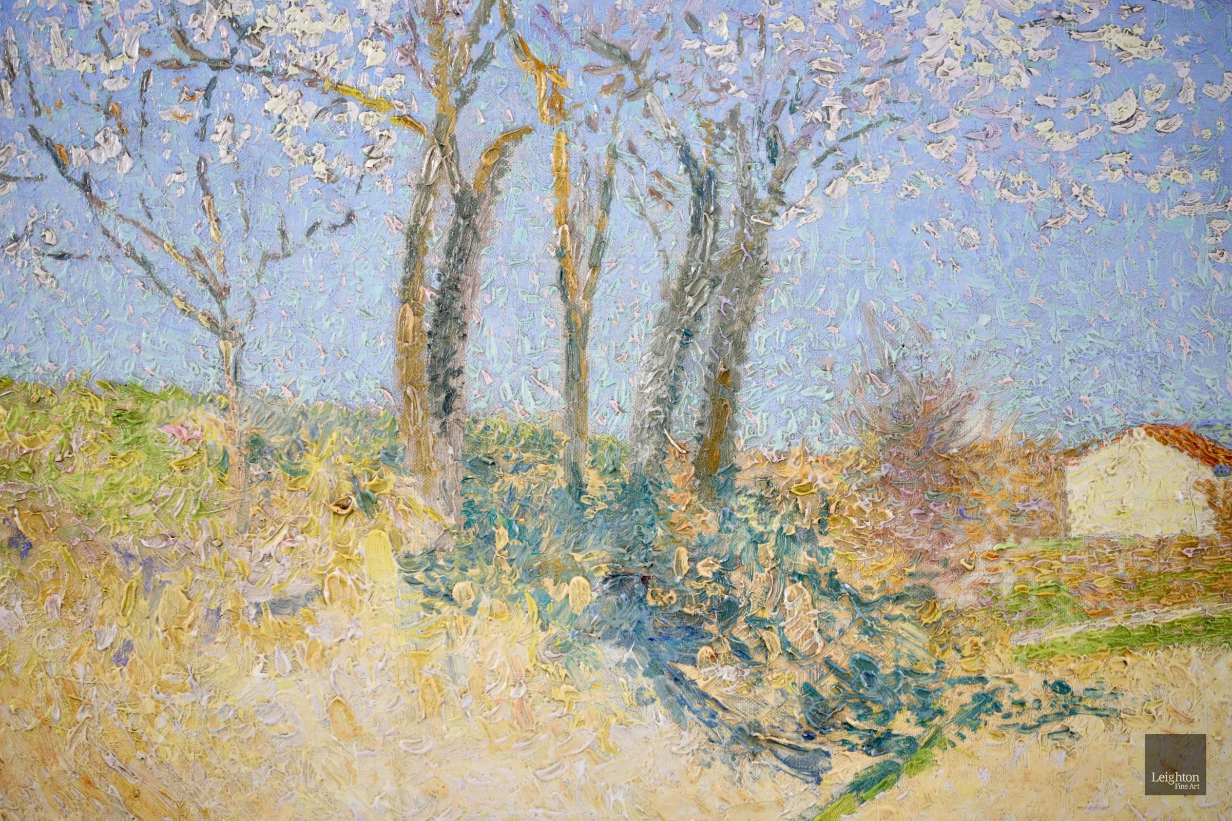 Belveze du Razes - Huile pointilliste néo-impressionniste, paysage d'Achille Lauge en vente 3