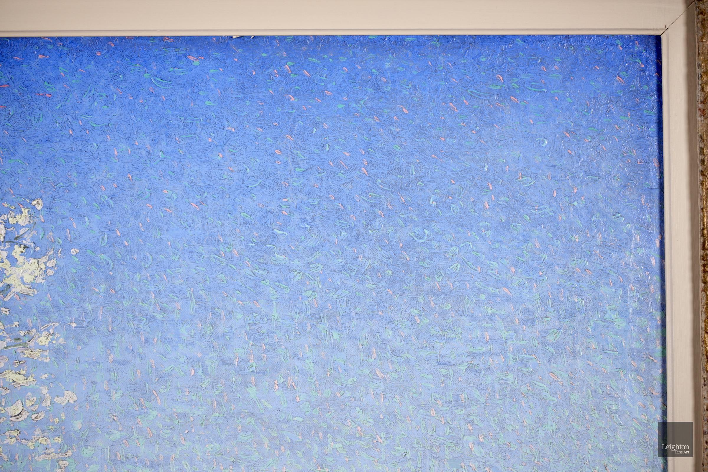 Belveze du Razes - Neoimpressionistisches, pointillistisches Ölgemälde, Landschaft von Achille Lauge (Grau), Landscape Art, von Achille Laugé