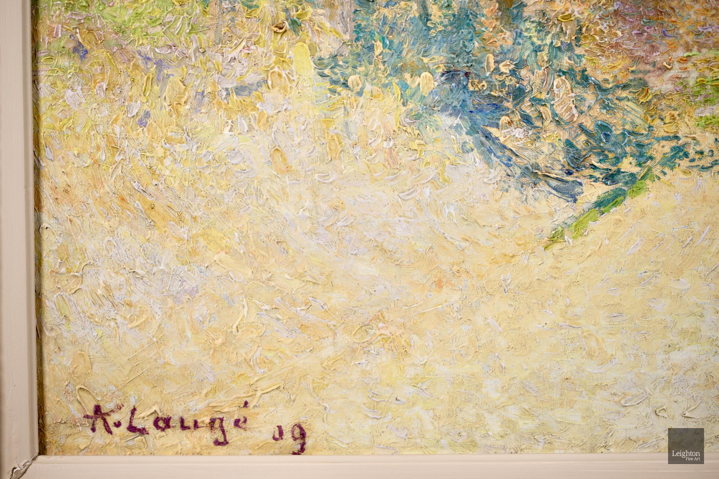 Belveze du Razes - Huile pointilliste néo-impressionniste, paysage d'Achille Lauge en vente 2