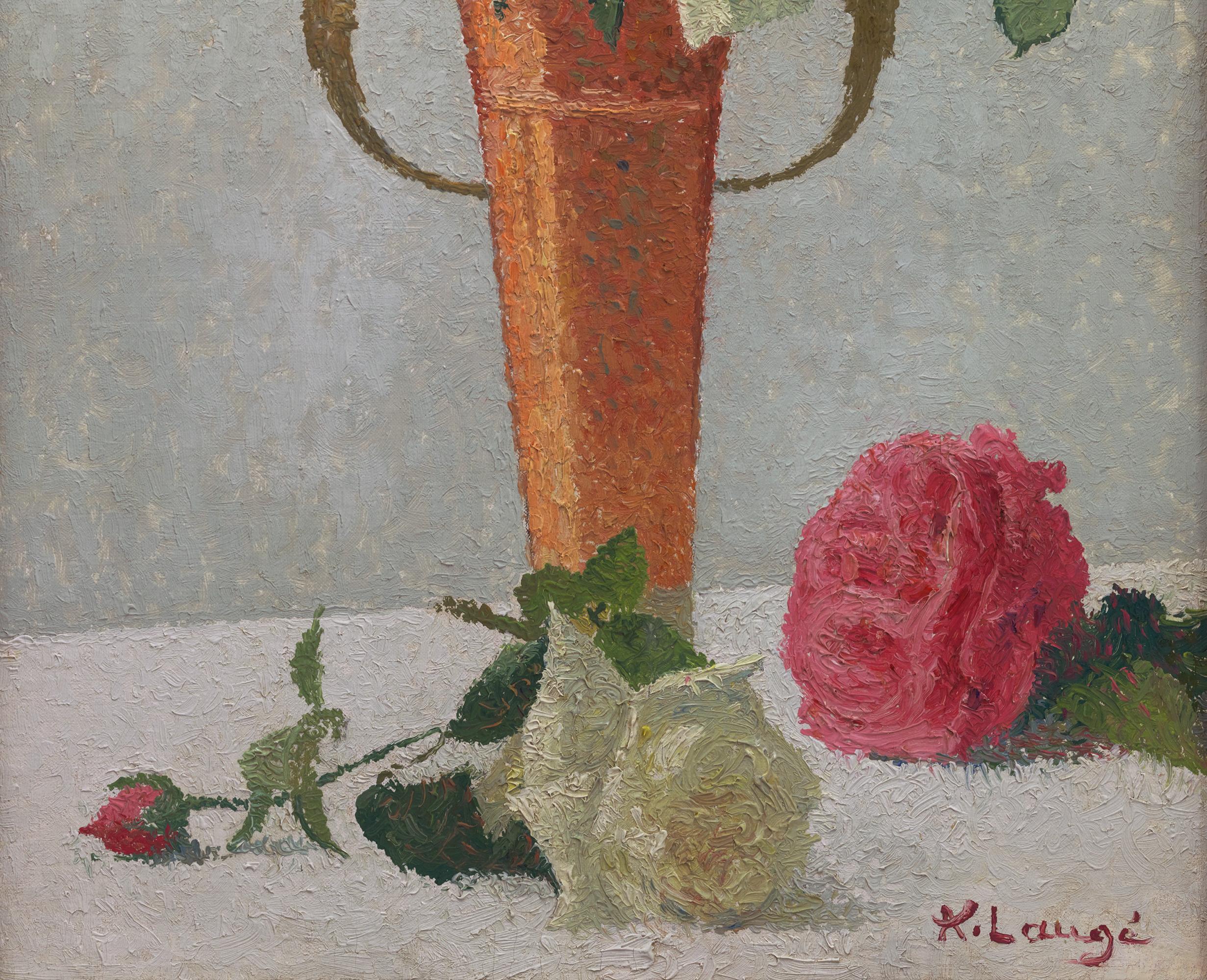 Bouquet De Roses Dans Un Vase De Cuivre Di Achille Laugé 3