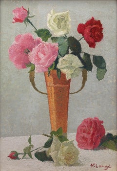 Bouquet De Roses Dans Un Vase De Cuivre Par Achille Laugé