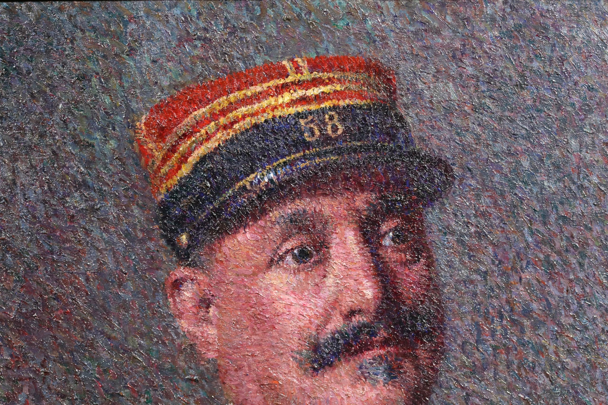Le Chef de Gare - Ritratto neoimpressionista dipinto a olio da Achille Lauge in vendita 6