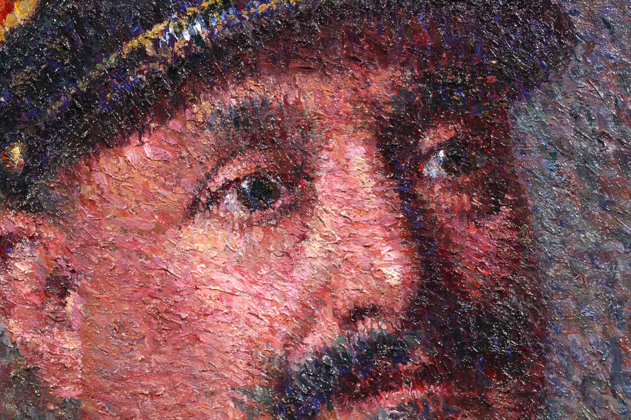Le Chef de Gare - Ritratto neoimpressionista dipinto a olio da Achille Lauge - Painting Impressionismo di Achille Laugé