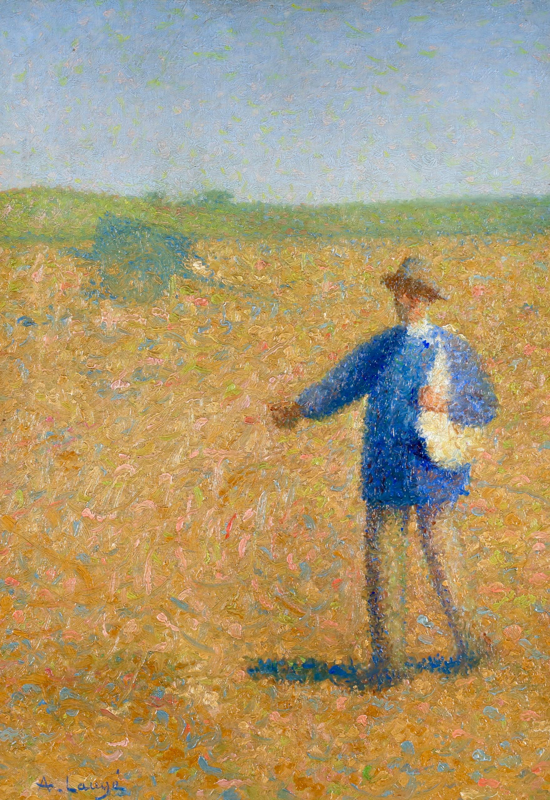 Les Semailles - Pintura al óleo figurativa neoimpresionista de Achille Lauge - Painting de Achille Laugé