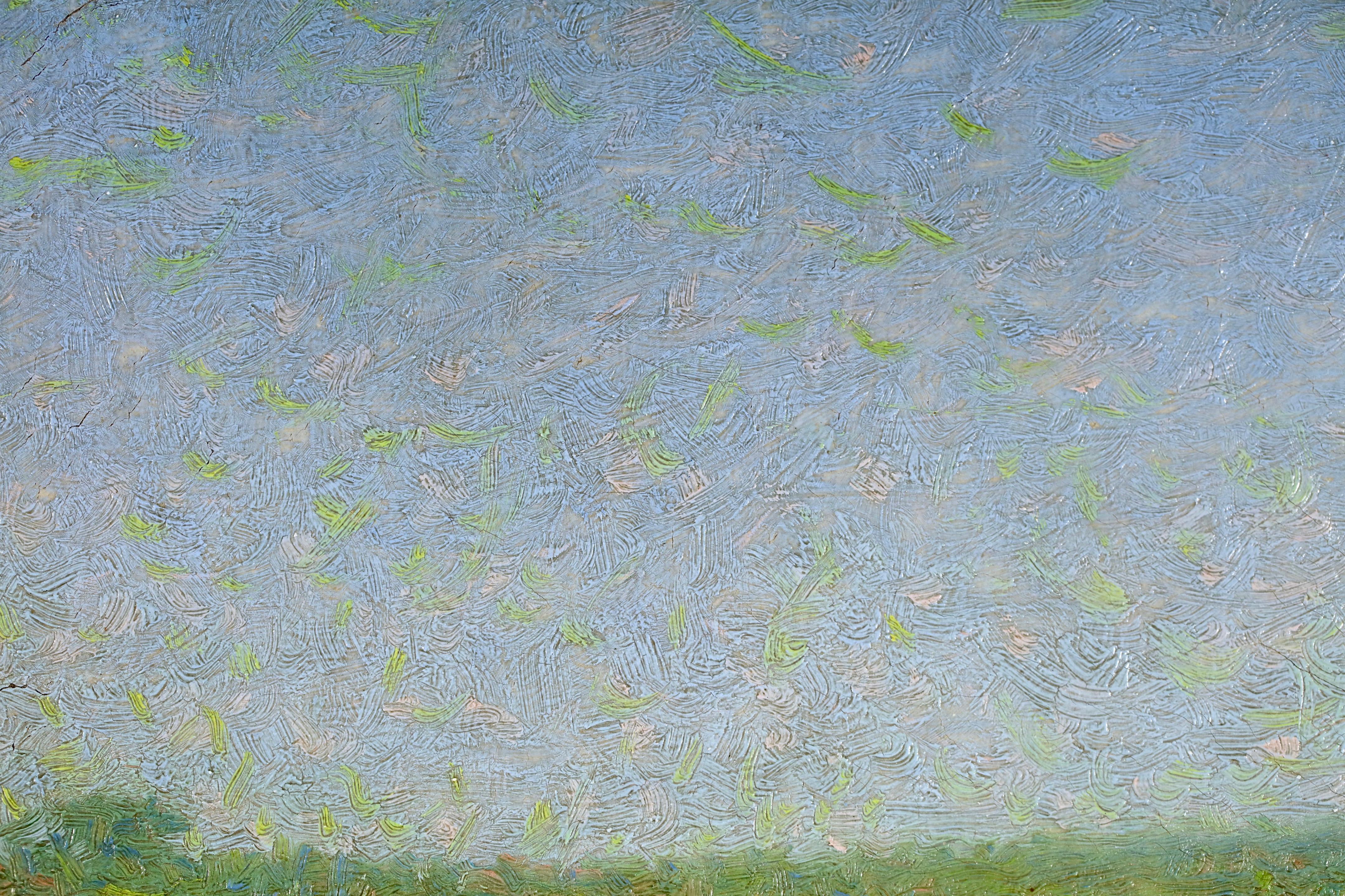 Les Semailles - Pintura al óleo figurativa neoimpresionista de Achille Lauge - Painting Impresionista de Achille Laugé