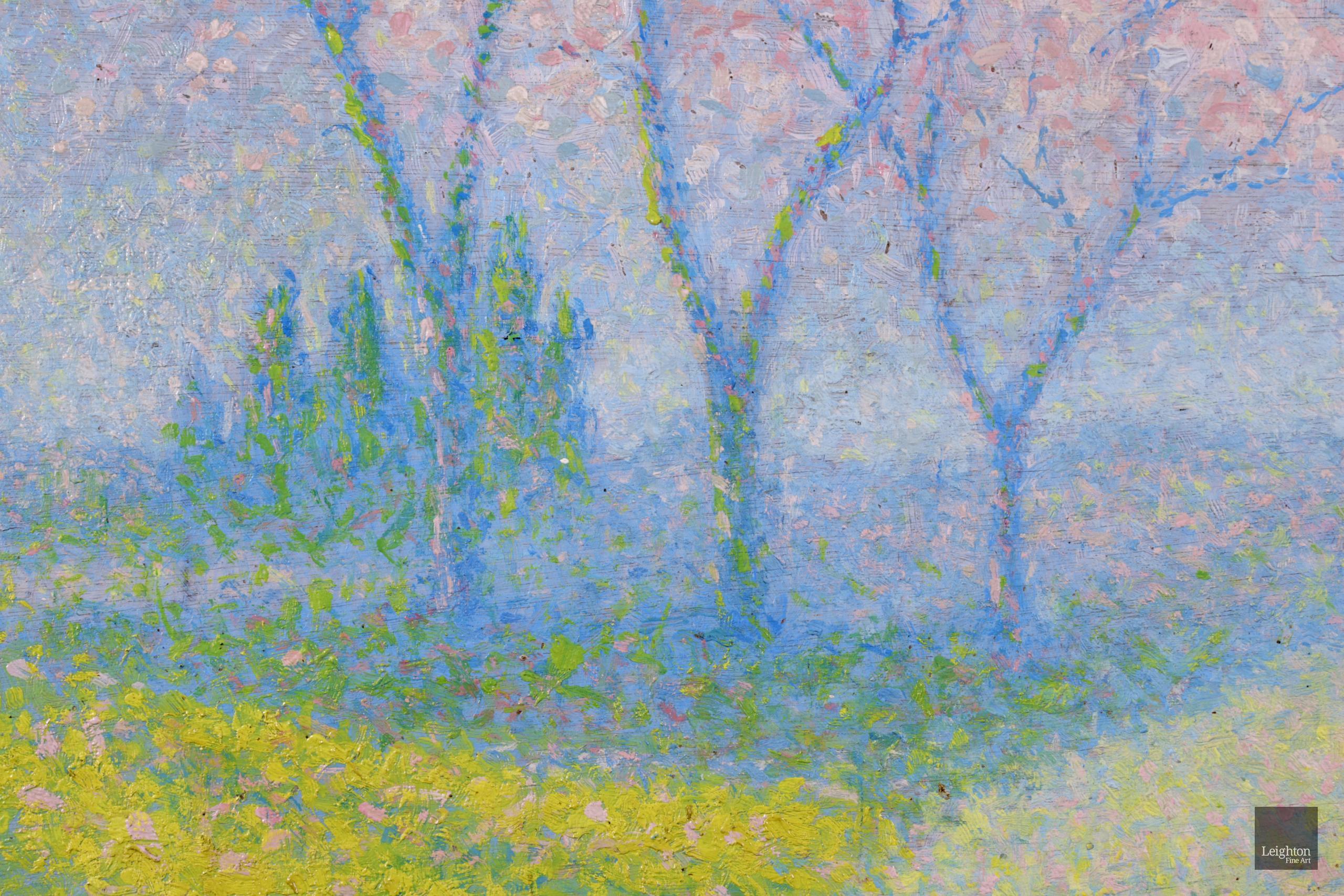 Printemps - huile pointilliste néo-impressionniste, paysage d'Achille Lauge en vente 5