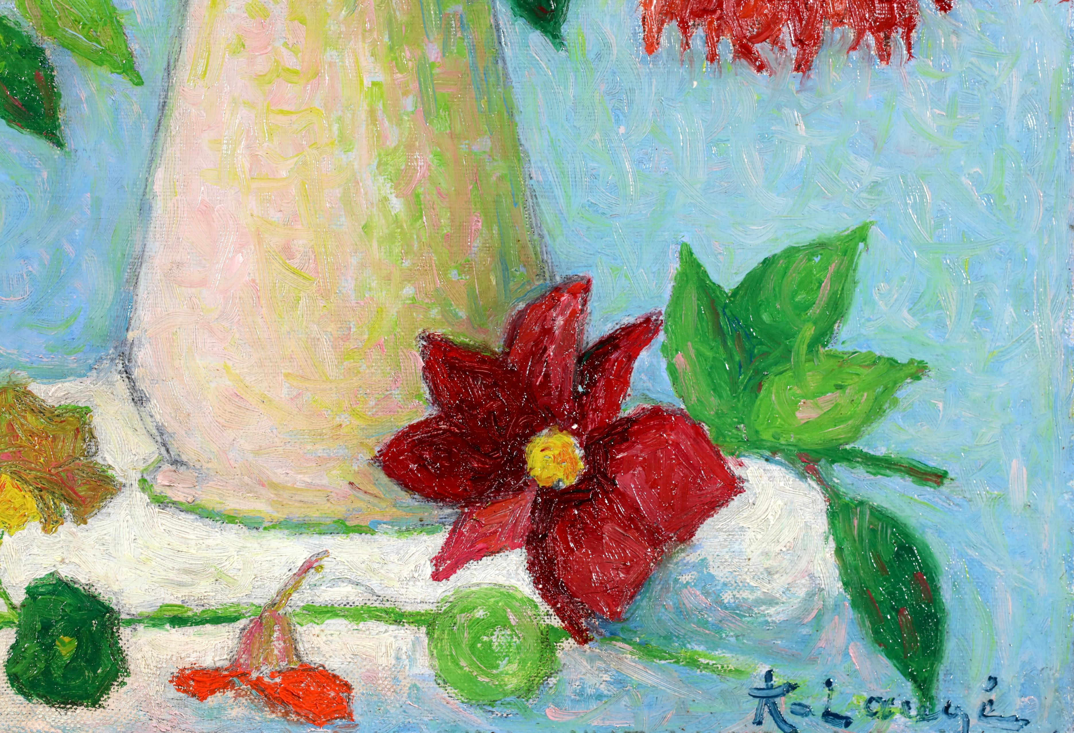 Vase de Fleurs - Nature morte impressionniste à l'huile d'Achille Lauge en vente 5