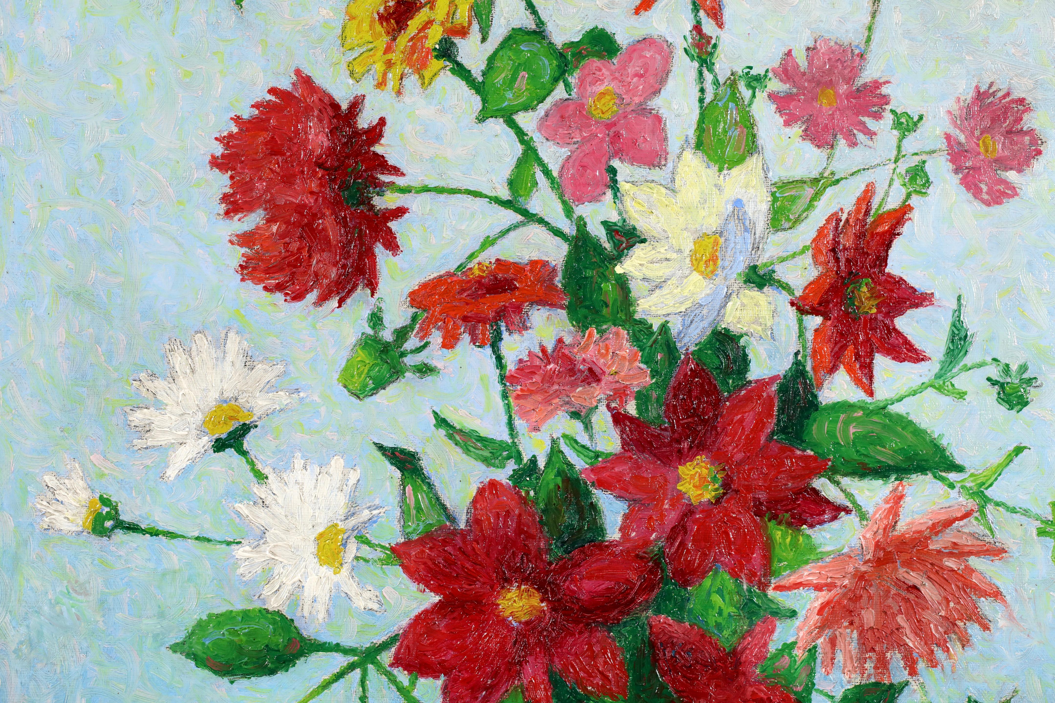 Vase de Fleurs - Nature morte impressionniste à l'huile d'Achille Lauge en vente 1