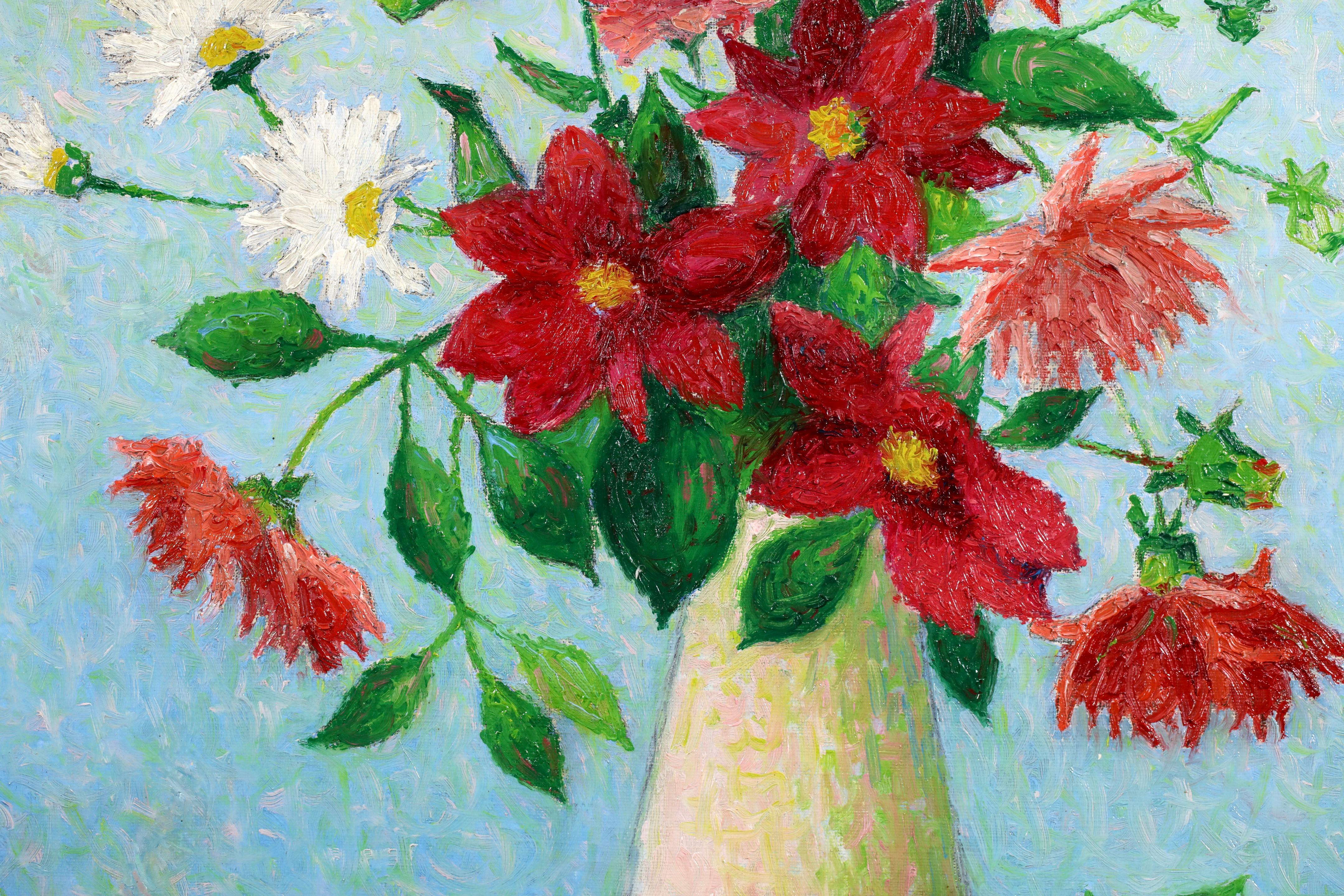 Vase de Fleurs - Nature morte impressionniste à l'huile d'Achille Lauge en vente 3