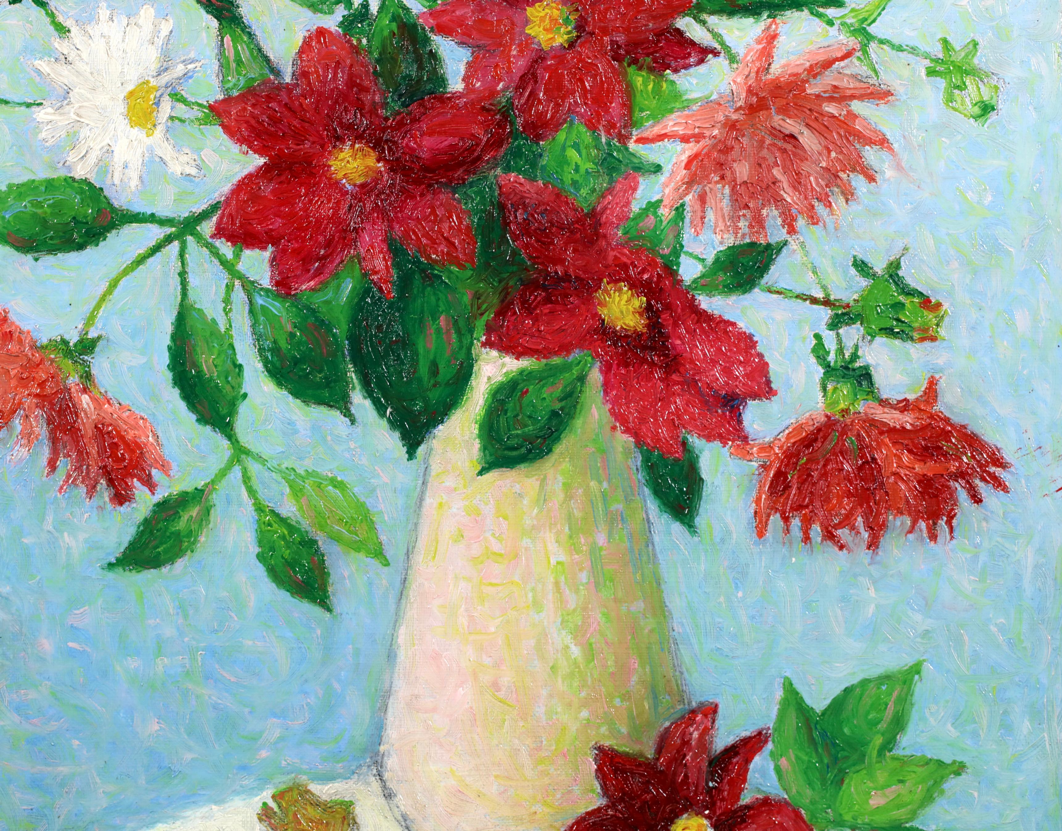 Vase de Fleurs - Nature morte impressionniste à l'huile d'Achille Lauge en vente 4