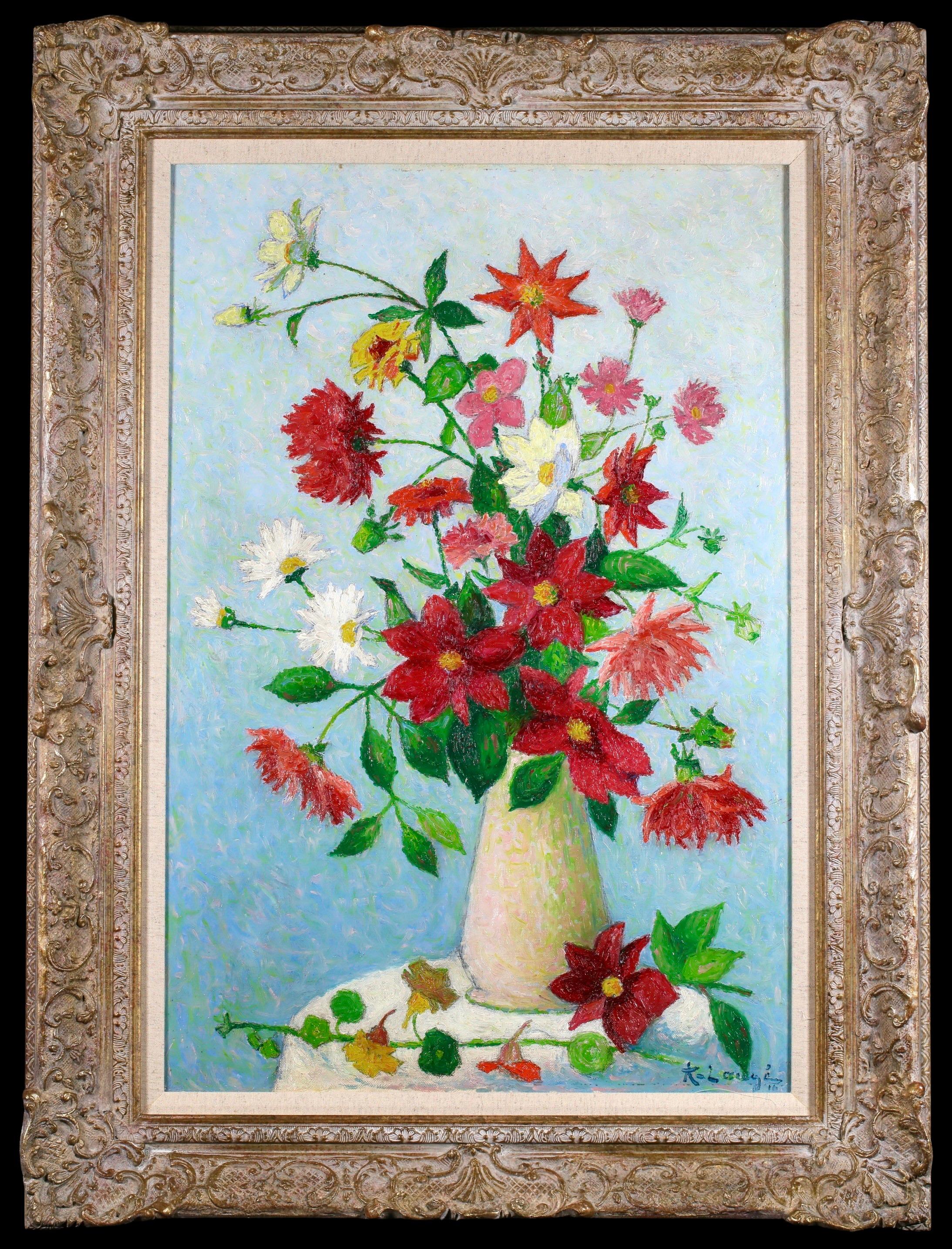 Vase de Fleurs - Impressionist Still Life Oil Painting by Achille Lauge