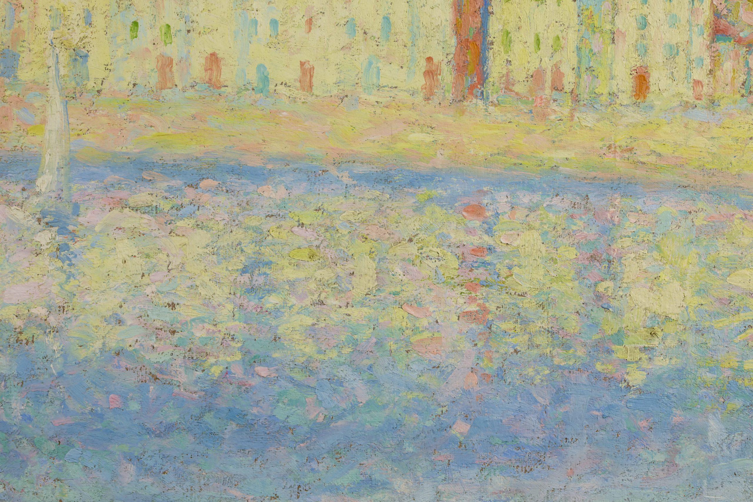 Vue de Collioure - Paesaggio neo-impressionista puntinista olio di Achille Lauge 1