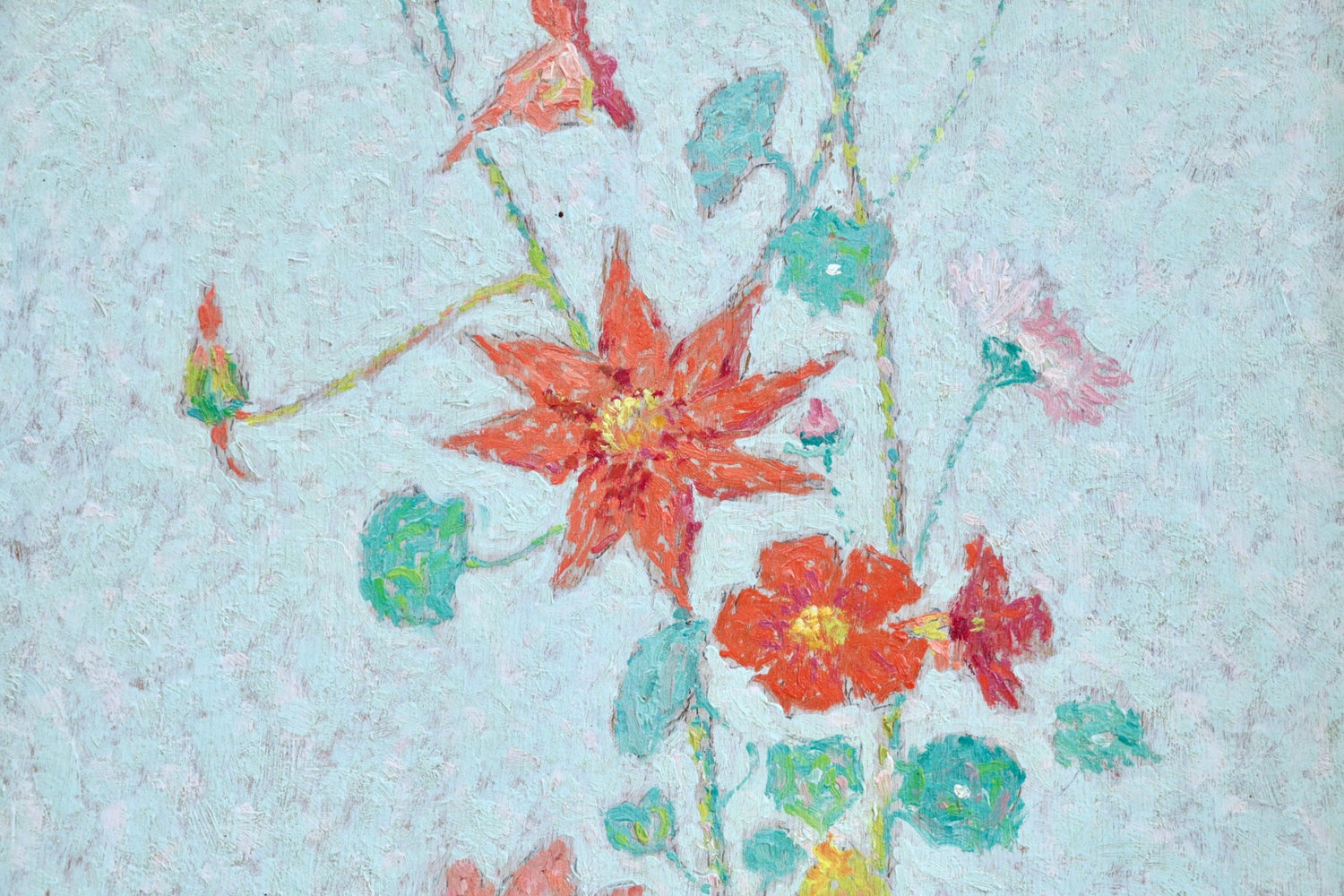 Achille Lauge Wildflowers 19th Century Pointillist Oil Still