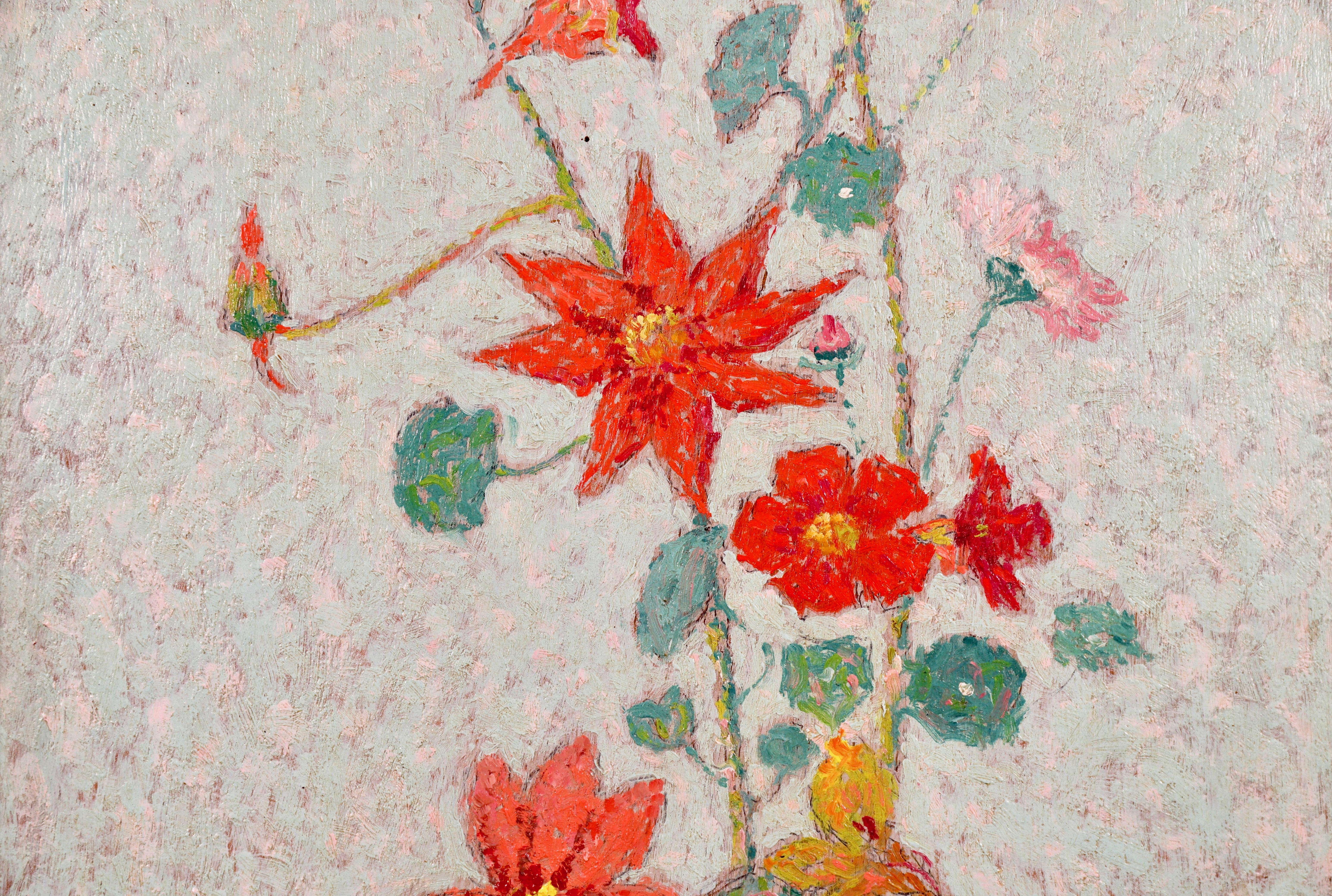 Wildflowers - 19th Century Pointillist Oil, Still Life Flowers by Achille Lauge 1