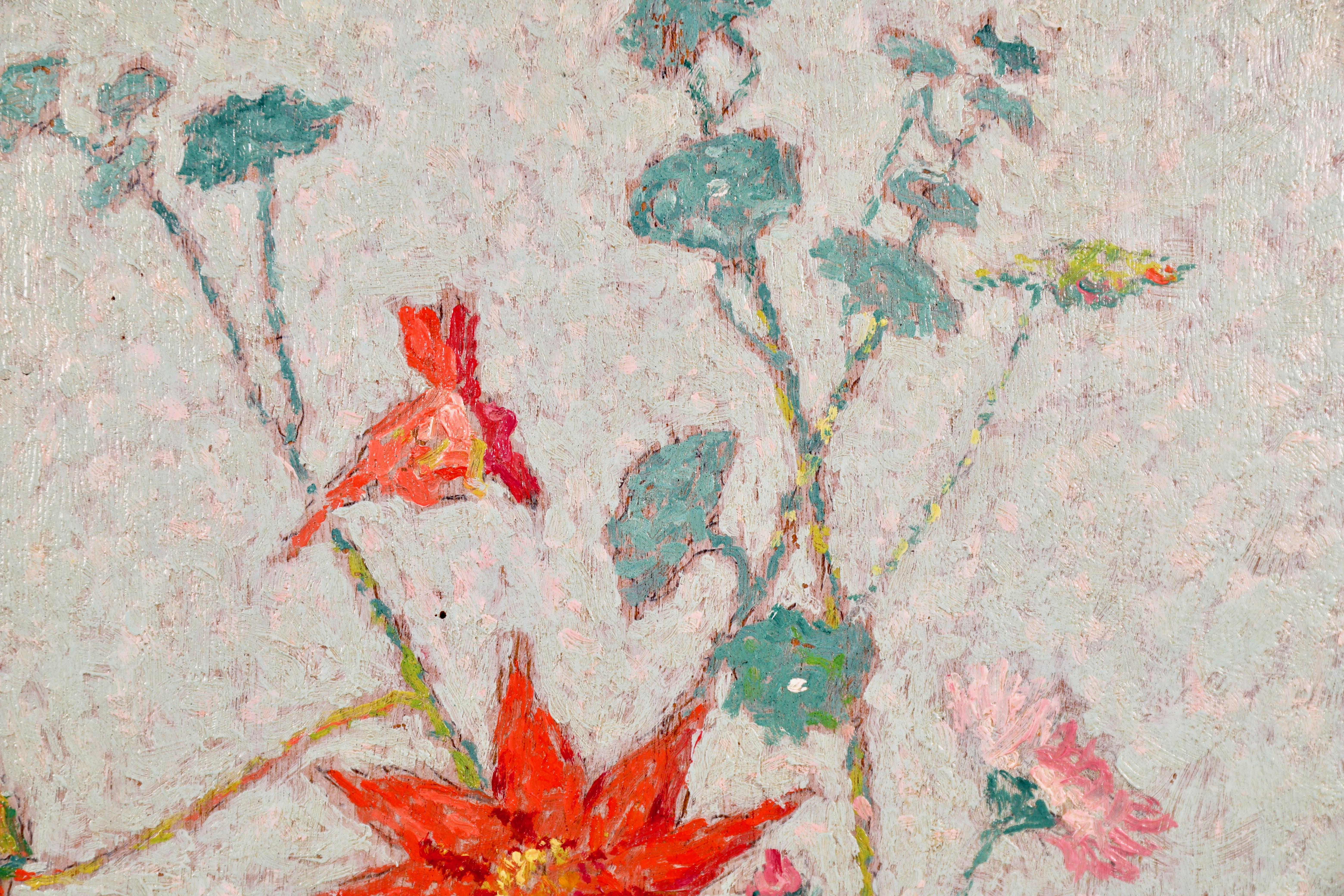 Wildflowers - 19th Century Pointillist Oil, Still Life Flowers by Achille Lauge 3