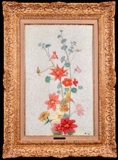 Wildflowers - 19th Century Pointillist Oil, Still Life Flowers by Achille Lauge