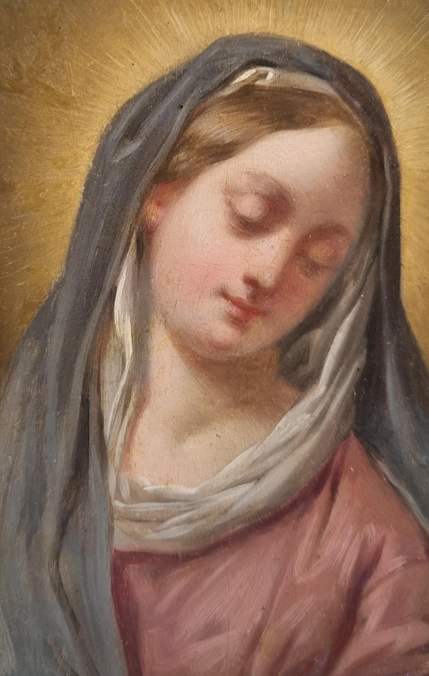 Französische religiöse kleine Gemälde Jesus und Jungfrau Maria Portrait Akademisch 19. im Angebot 2