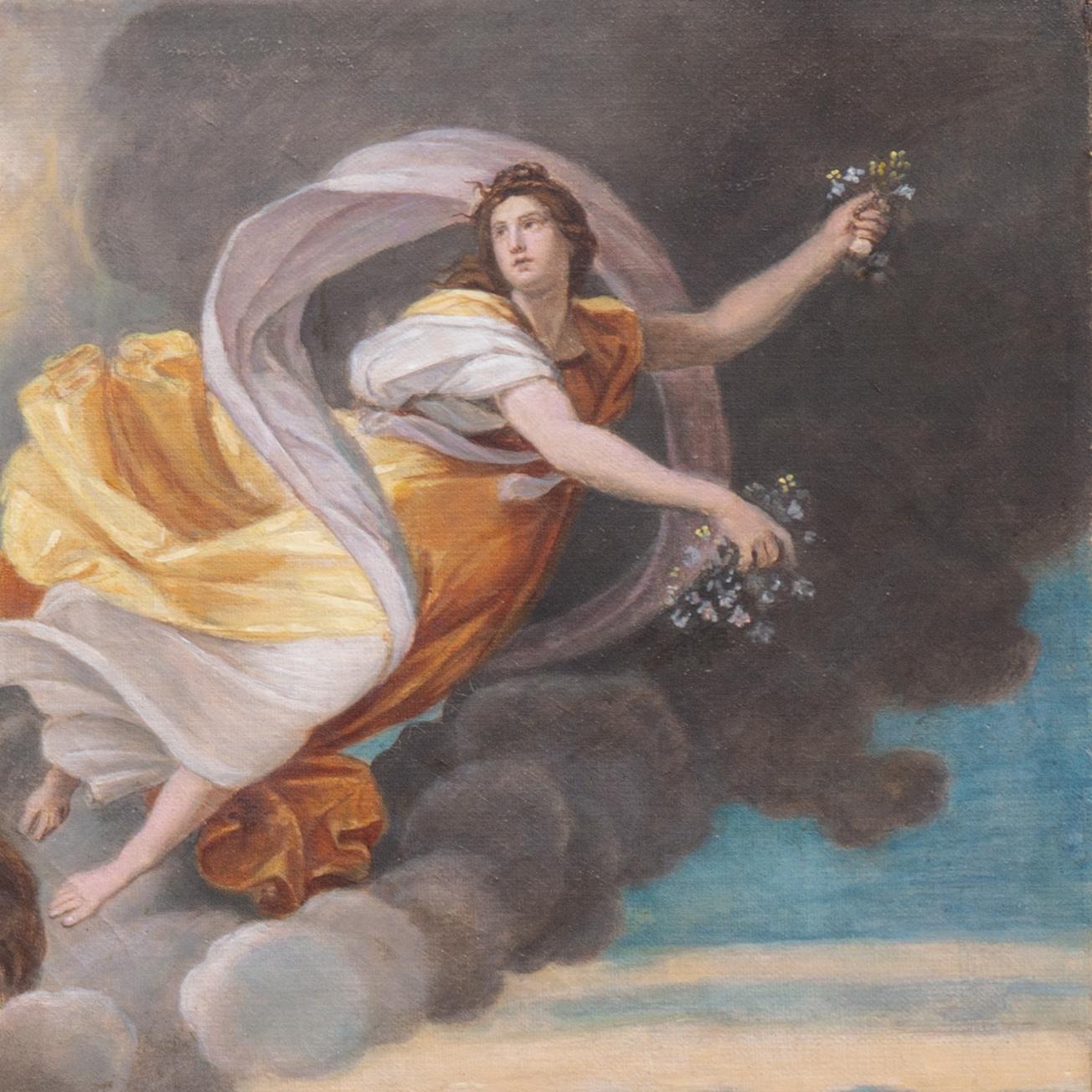 'Aurora', Baroque, Classical, Mythological Oil, Guido Reni, Quirinal, Rome - Brown Figurative Painting by Achille Leonardi 