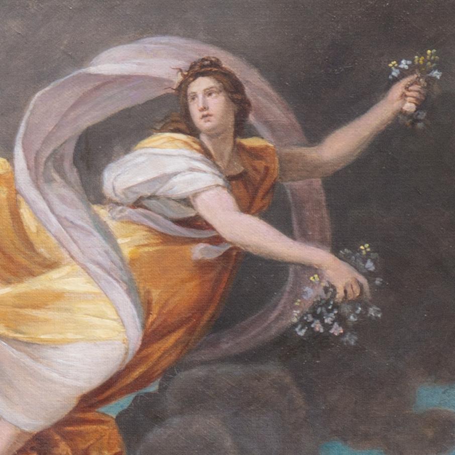 Signed lower right, 'A. Leonardi' for Achille Leonardi (Italian, 1800-1870), inscribed, '... Roma' and painted circa 1860.

An exceptionally fine and detailed, nineteenth century oil painted after the seventeenth-century, Baroque ceiling fresco by