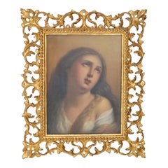 „Mary Magdalene“ Antike italienische Grand Tour Öl auf Leinwand Circa 1840 Guido Reni