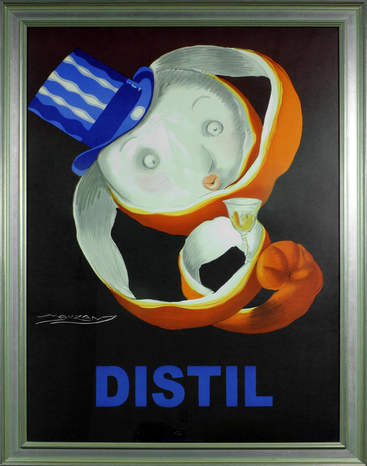 Achille Luciano Mauzan Print - "Distil" circa 1999 original lithograph poster by Mauzan