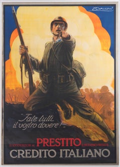 "Do your duty!" Original Vintage Italian 1917 WW1 Recruiting Poster by Mauzan