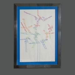 Contemporary Signed Achille Perilli “Systematic 1°“ Work on Paper