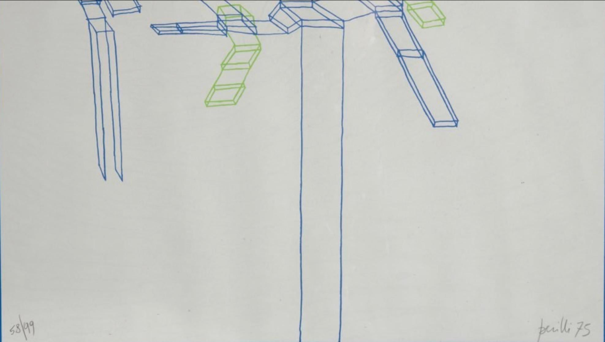 Contemporary Signed Achille Perilli “Systematic 1°“ Work on Paper For Sale 4