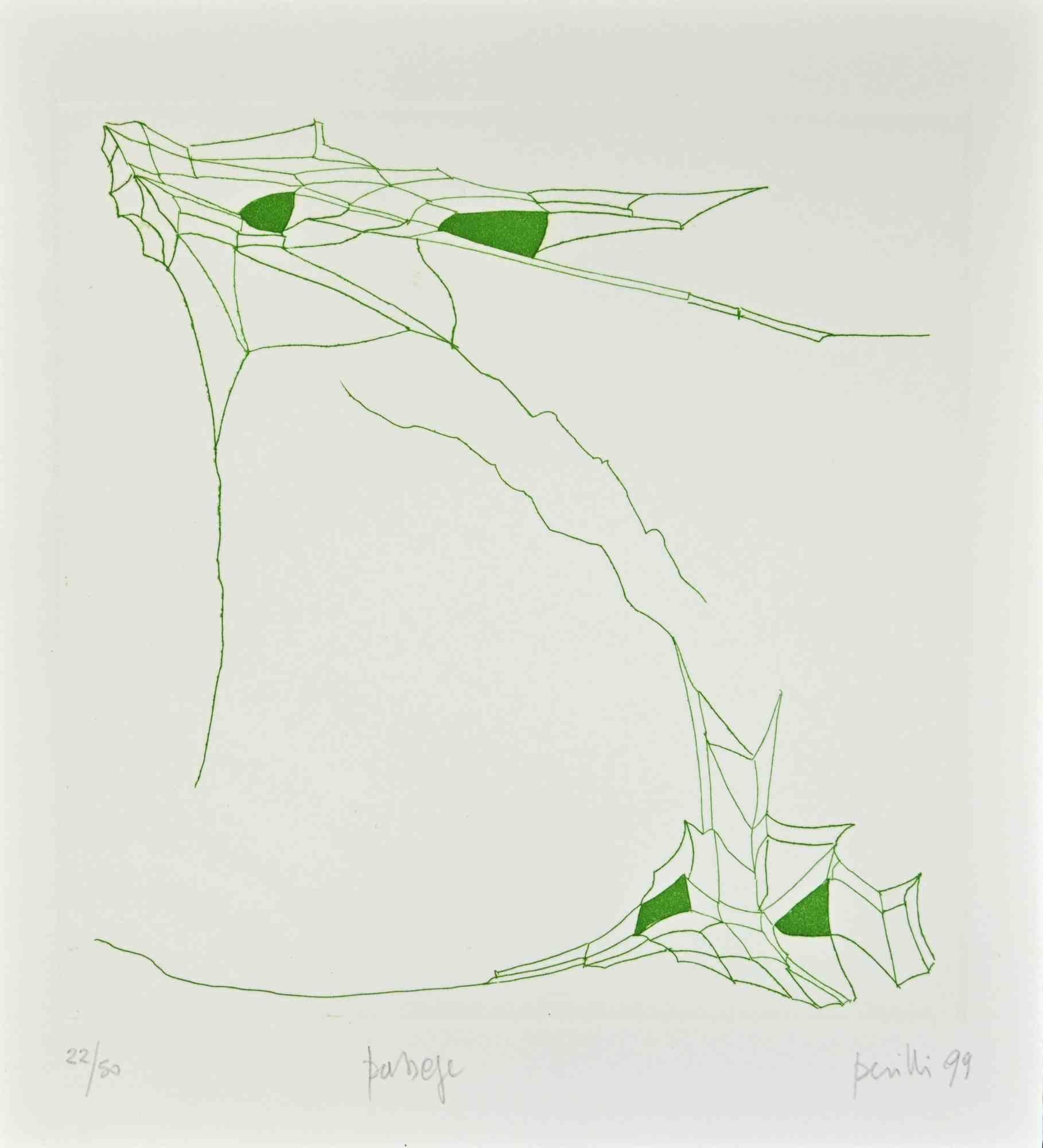 Phrases - Passage - Radierung von Achille Perilli - 1999