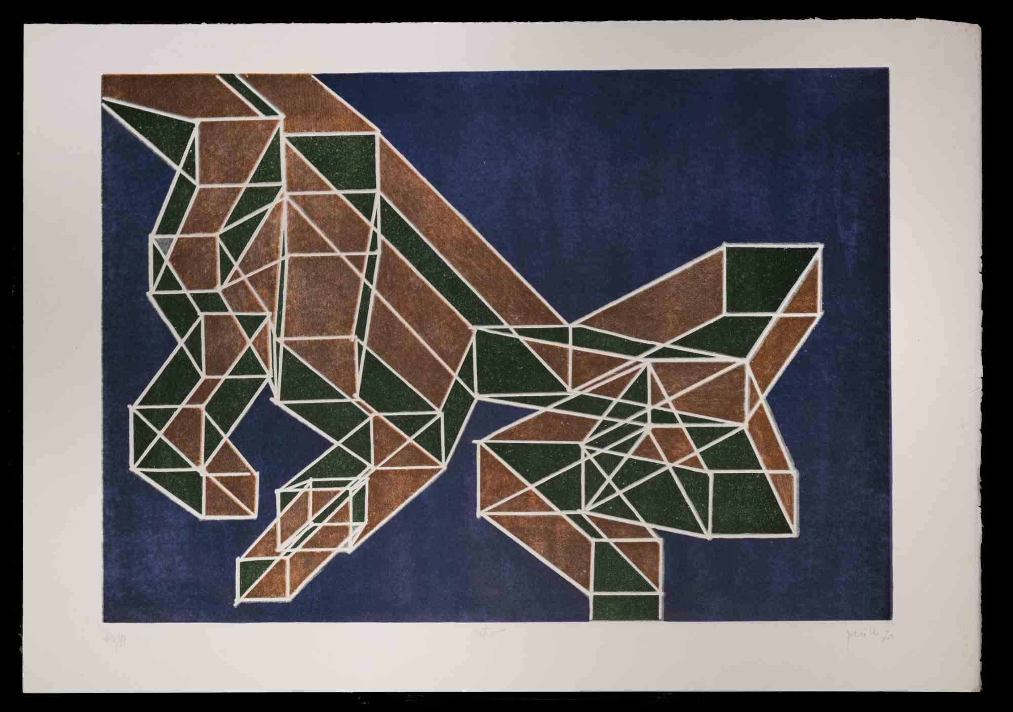 Ratio is an original color lithograph realized by the italian artist Achille Perilli in 1970

Hand Signed and dated on the lower right margin

Numbered on the lower left margin. Edition of 99 pieces.