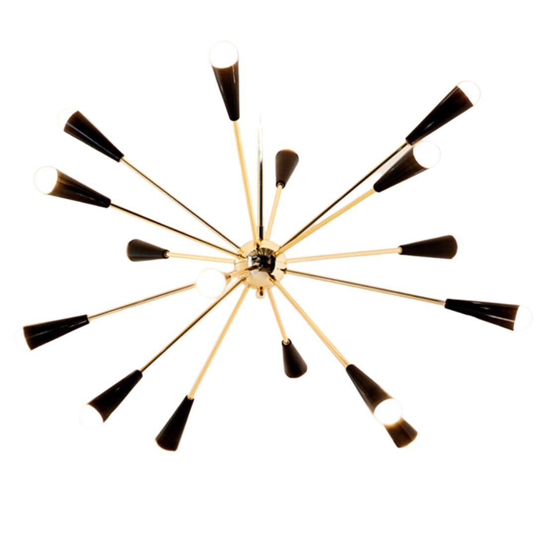 Achille & Pier Castiglioni 'Sputnik' Brass Chandelier in Multicolor for Stilnovo In New Condition For Sale In Glendale, CA