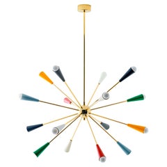 Achille & Pier Castiglioni 'Sputnik' Brass Chandelier in Multicolor for Stilnovo