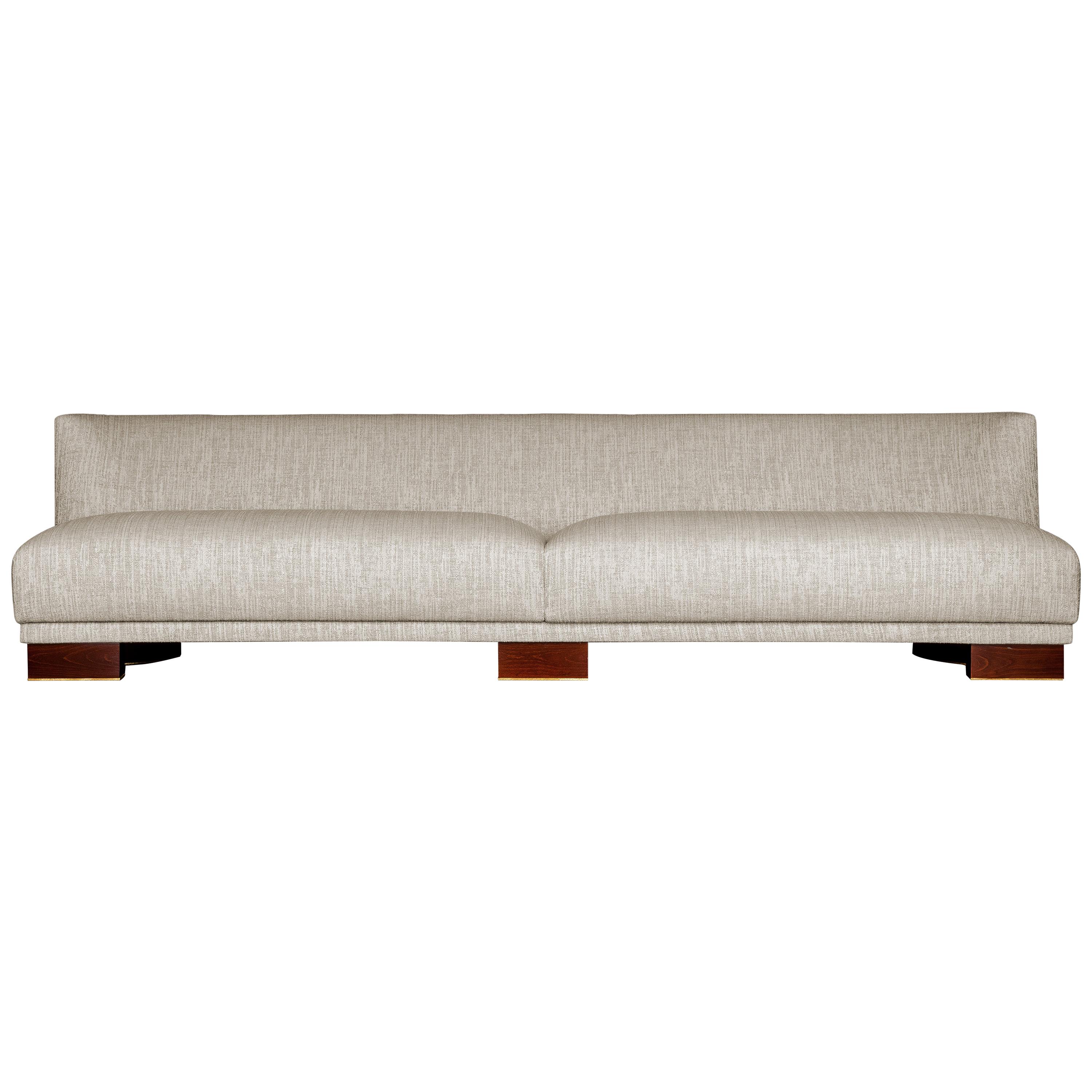 Achille Salvagni, "Alcyone" Sofa, Polished Walnut Finish, Brass, Contemporary For Sale