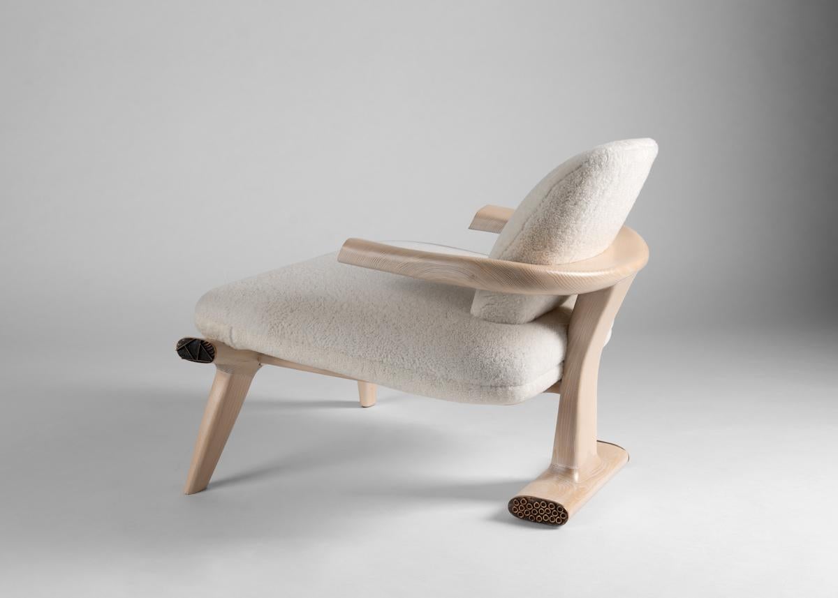 Italian Achille Salvagni, Amboseli, Contemporary Limed Oak Lounge Armchair, Italy, 2018