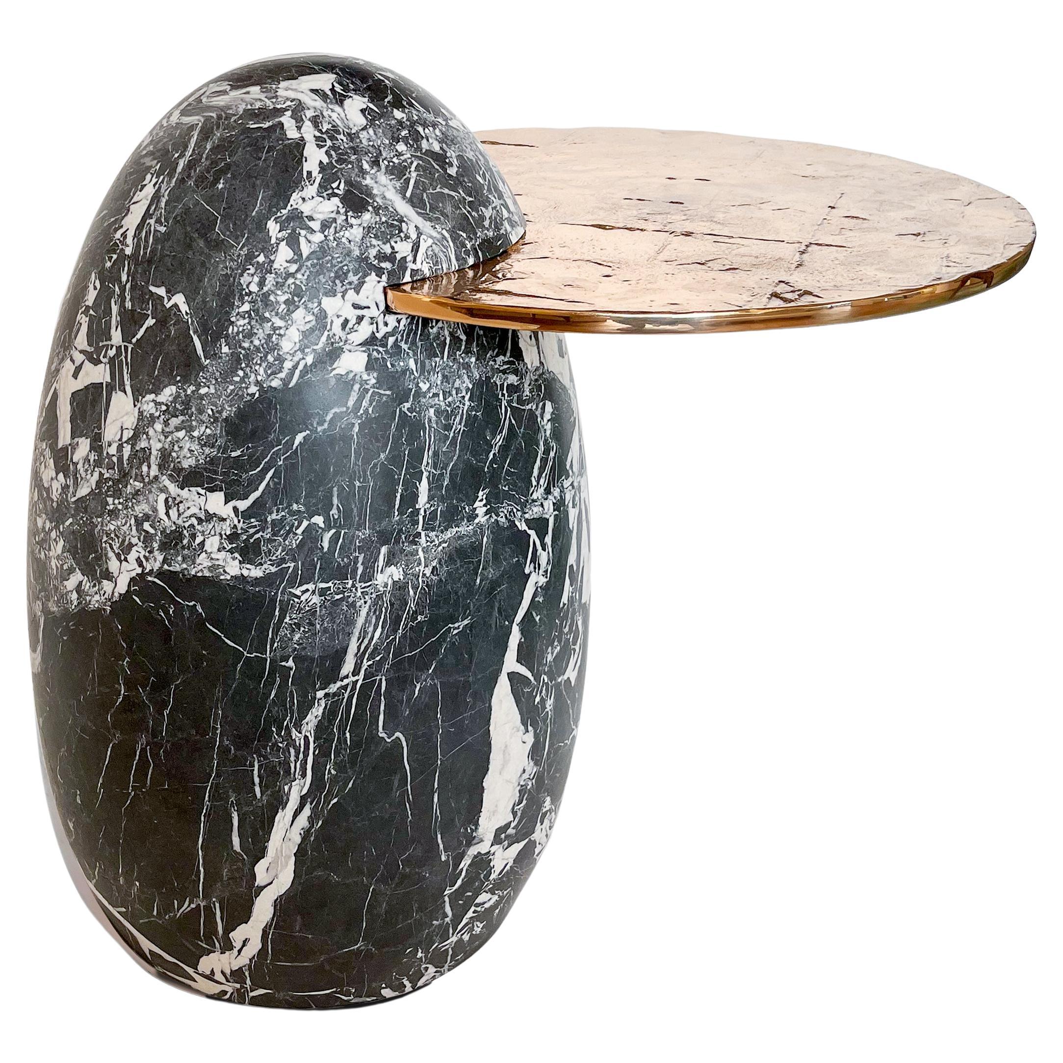 Achille Salvagni, "Cosmedin Bronze" Side Table, Marble, Bronze, Contemporary
