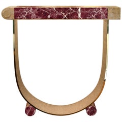 Achille Salvagni "Diomede Red" Console, Rosso Levanto, Bronze, Contemporary