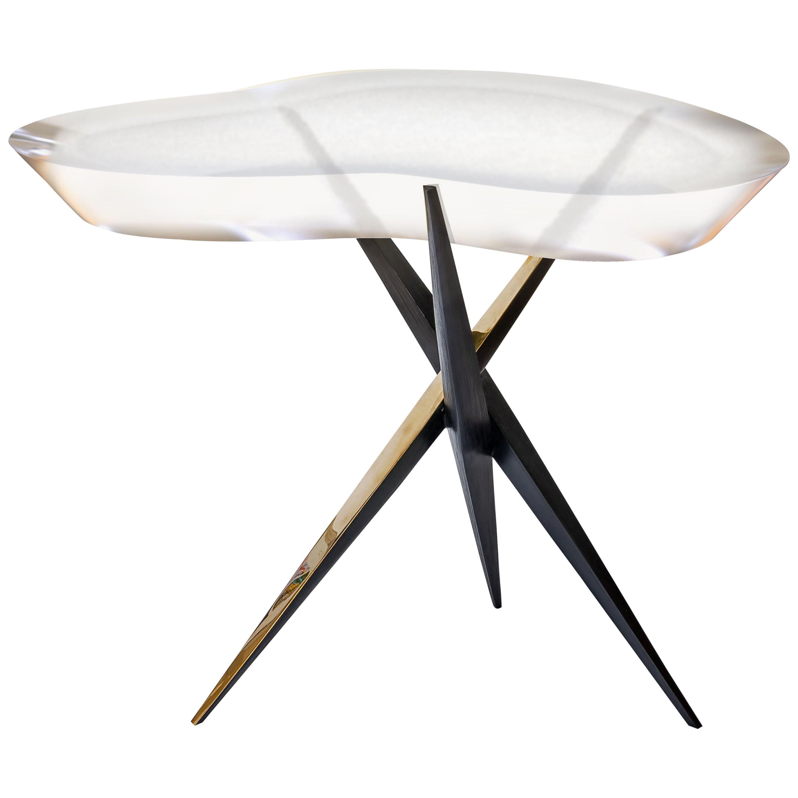 Achille Salvagni, "Drop Murano" Side Table, Bronze, Murano Glass, Contemporary For Sale