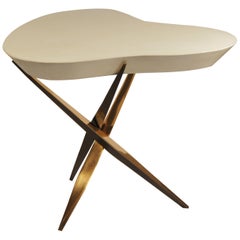 Achille Salvagni, "Drop Parchment" Side Table, Bronze, Parchment, Contemporary