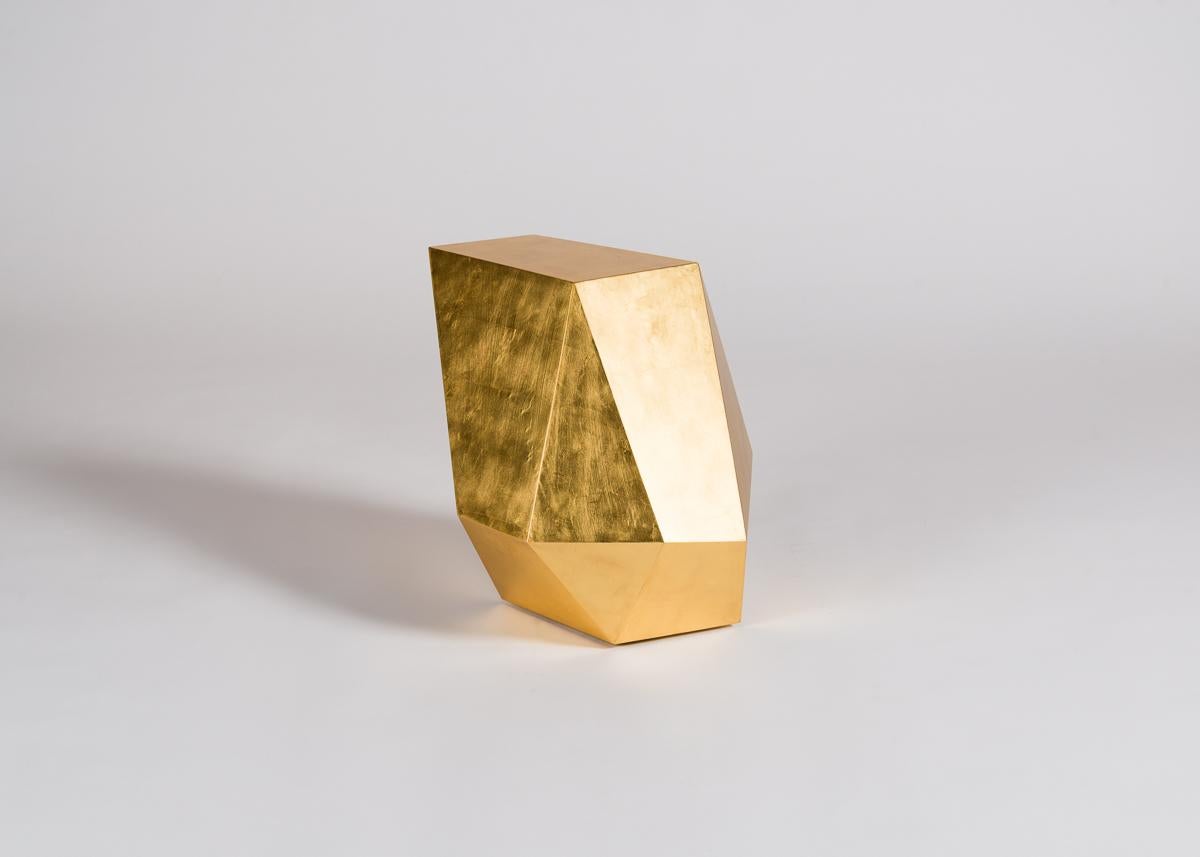 italien Table d'appoint en fibre de verre dorée 
