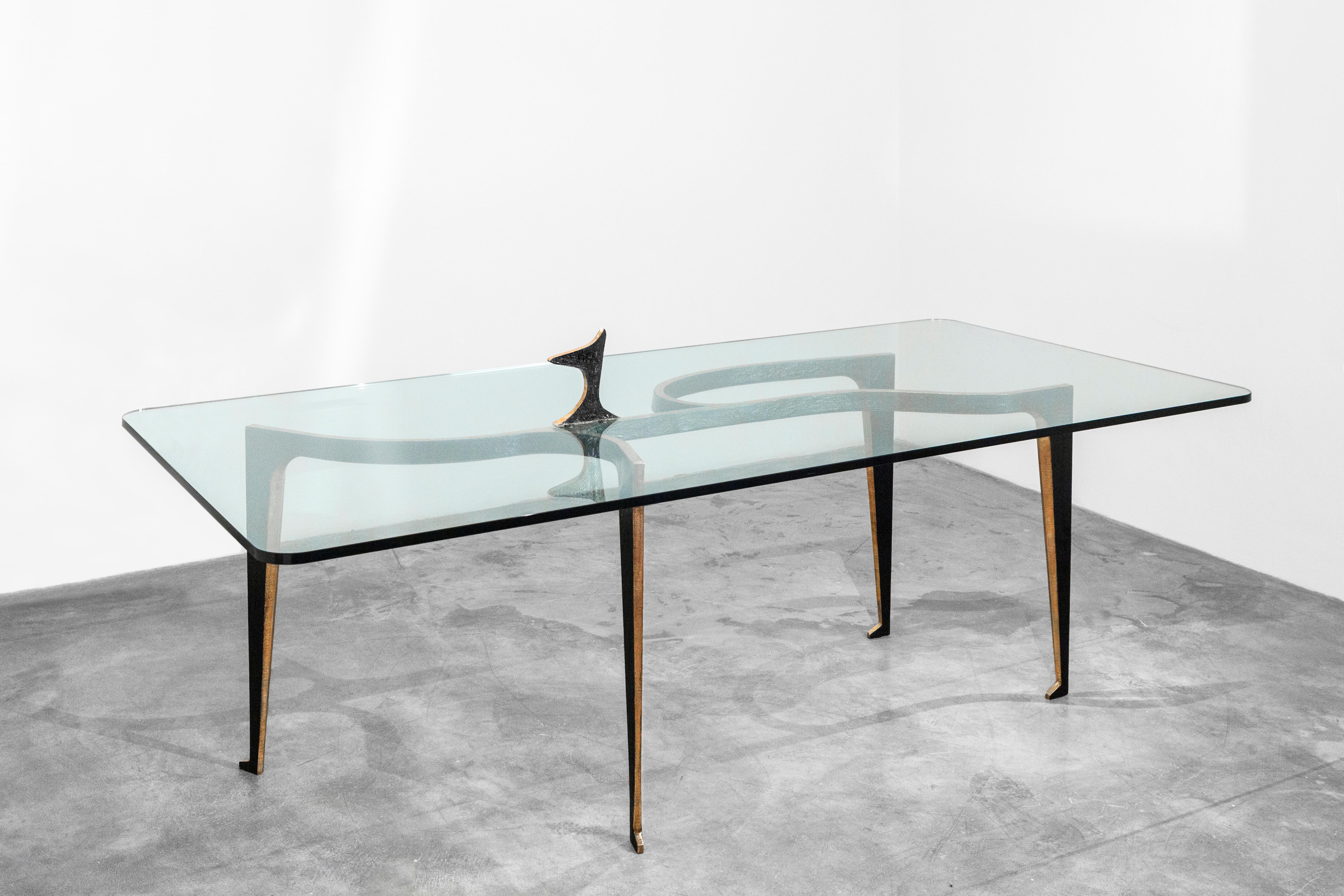 Italian Achille Salvagni, Fabula, Bronze and Glass Dining Table, Italy, 2017