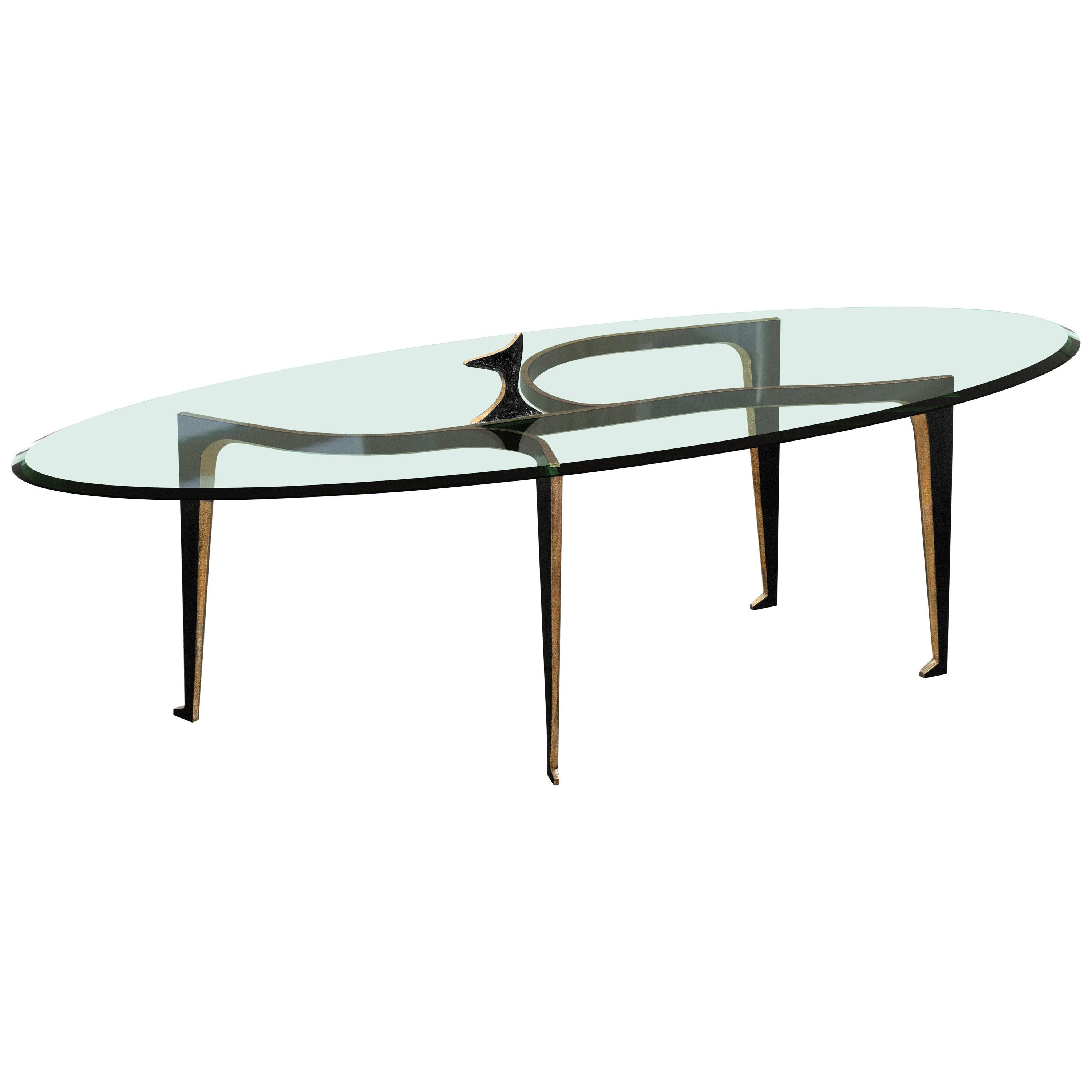 Achille Salvagni, "Fabula", Dining Table, Bronze, Glass, Contemporary