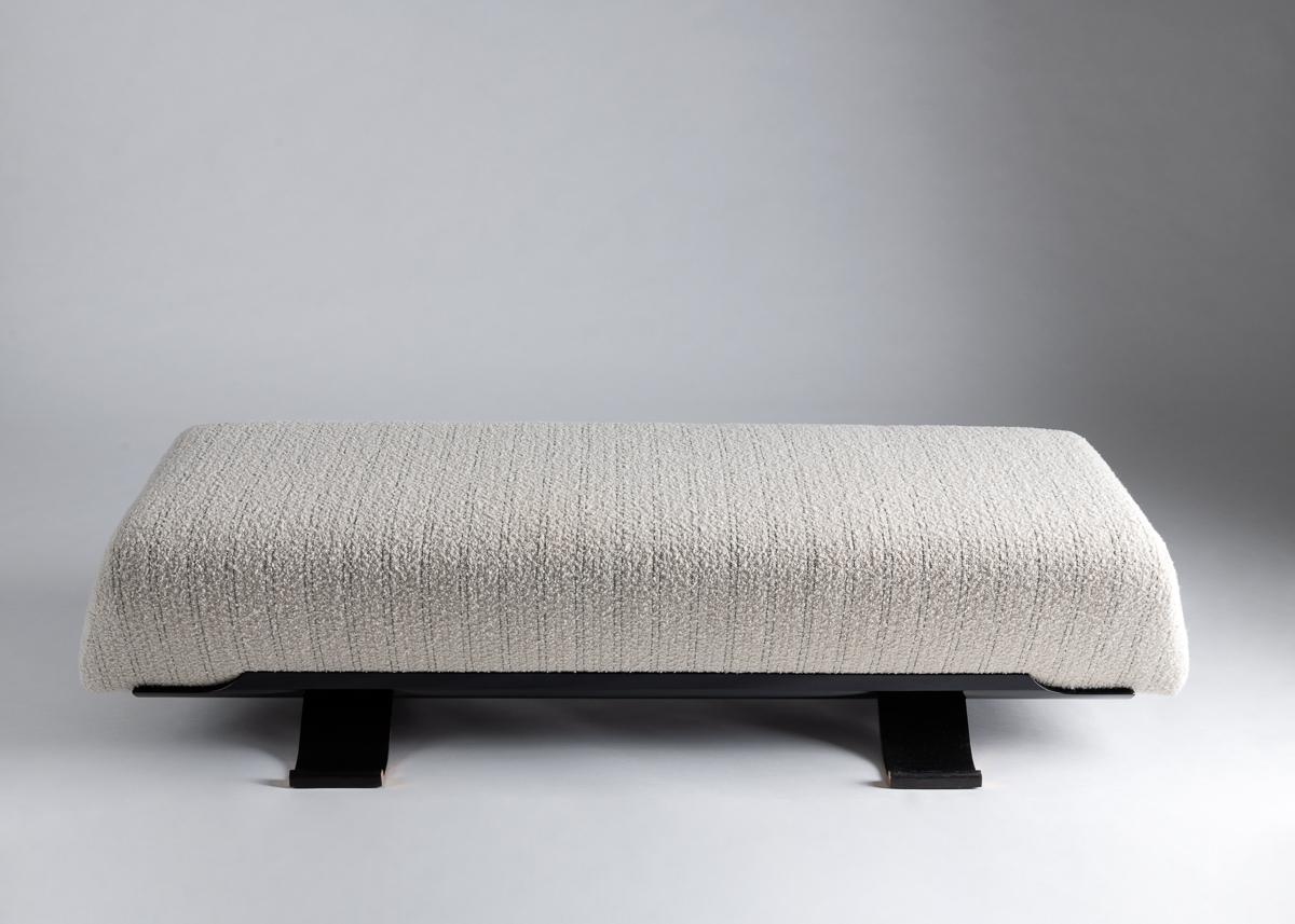 Black lacquer and patinated bronze bench by Rome based architect Achille Salvagni, who known the world over for bringing together Italian craftsmanship and his passion for luxurious materials and traditional techniques.