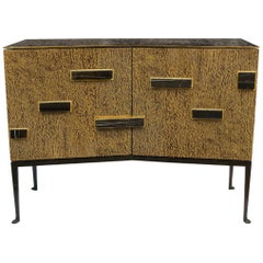 Achille Salvagni "Palatino Lacewood" Cabinet, Lacewood, Bronze, Contemporary