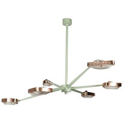 Lustre à six bras Achille Salvagni, « Printer Jewel » en vert brouillard, Italie, 2018